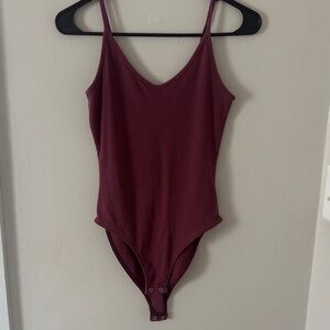 American Eagle Ribbed Maroon One-Piece Bodysuit